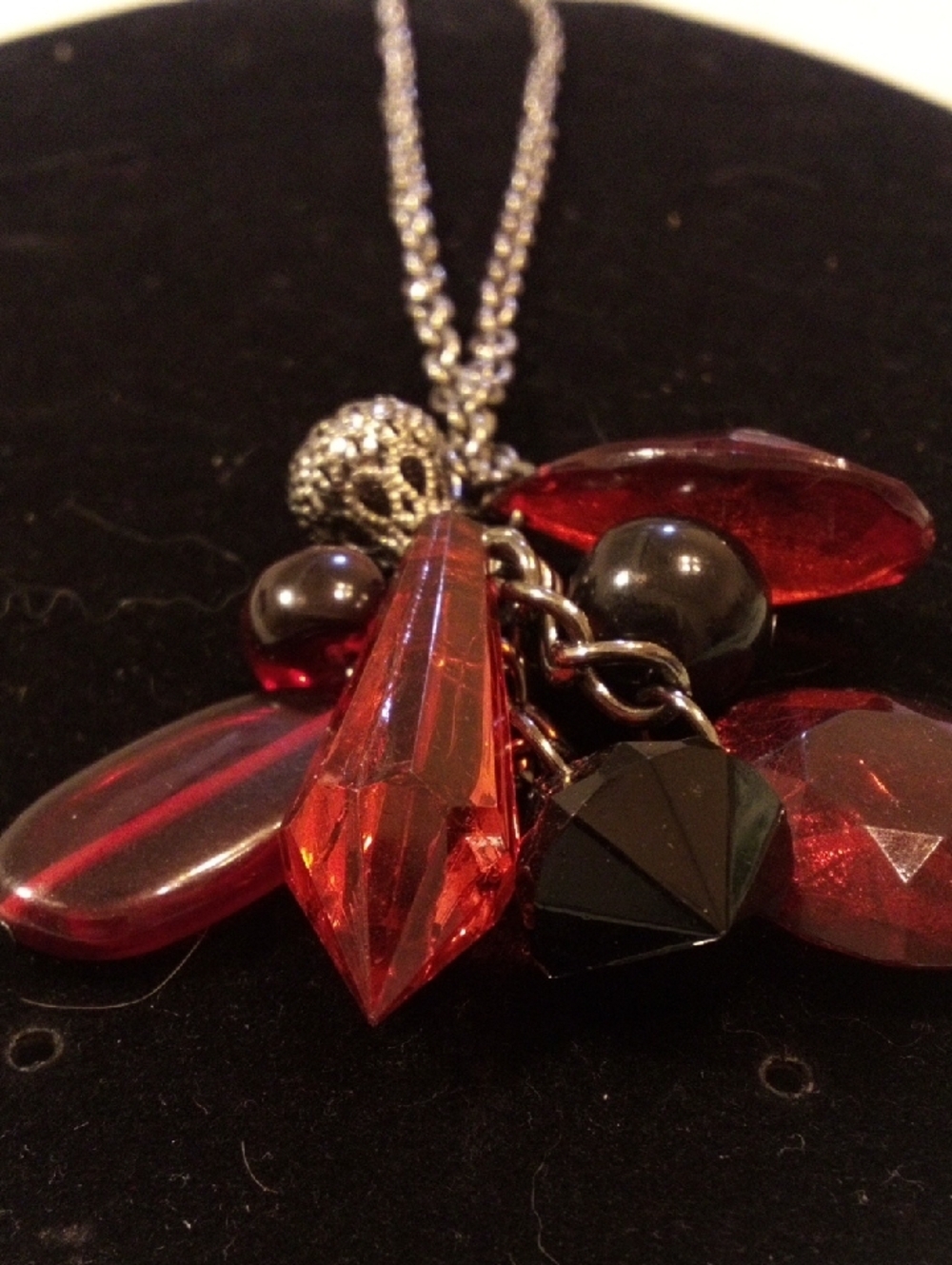 Red Crystal Cluster Pendant Necklace